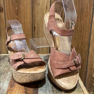 Born Cork Wedge Strappy Sandals